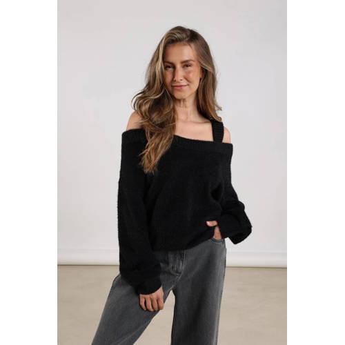 NUKUS off shoulder trui zwart met lurex afbeelding