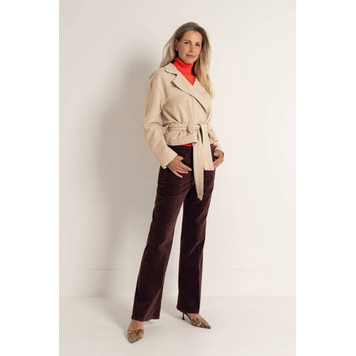 Claudia Sträter high waist wide leg jeans donkerbruin afbeelding