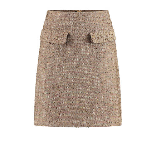 Claudia Sträter tweed korte rok gebreid beige afbeelding