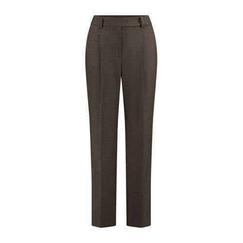 Claudia Sträter wide leg high waist pantalon donkerbruin afbeelding