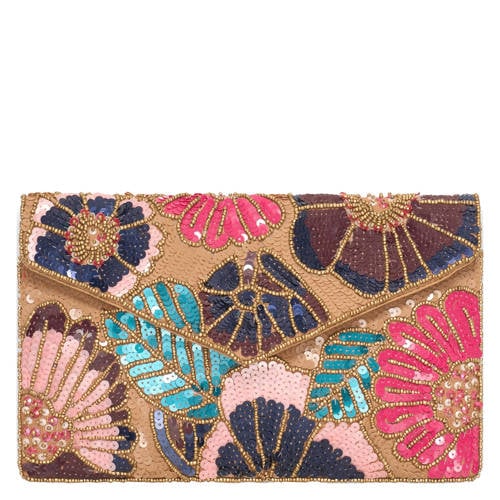 Bulaggi clutch met pailletten Flower bruin afbeelding