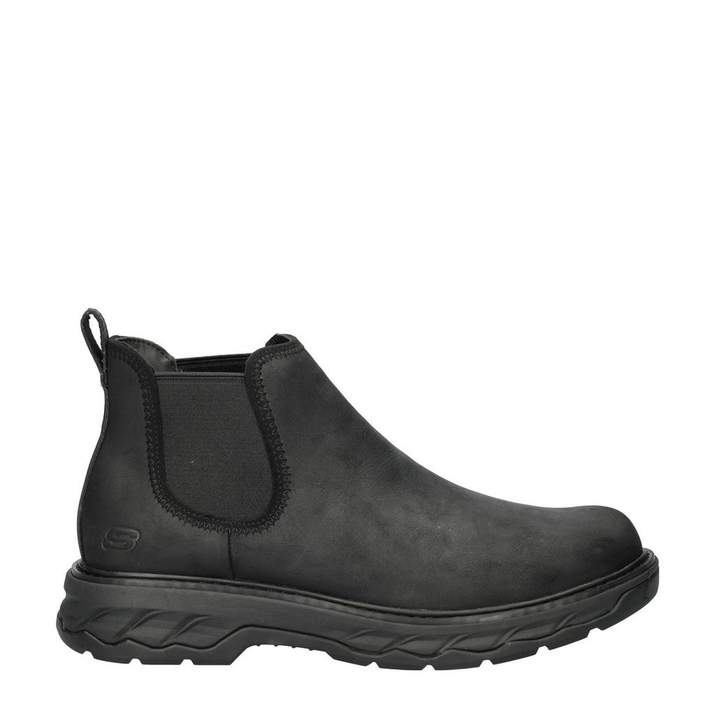 Zwarte heren Skechers Lockett Heath nubuck chelsea boots van leer met elastische inzet