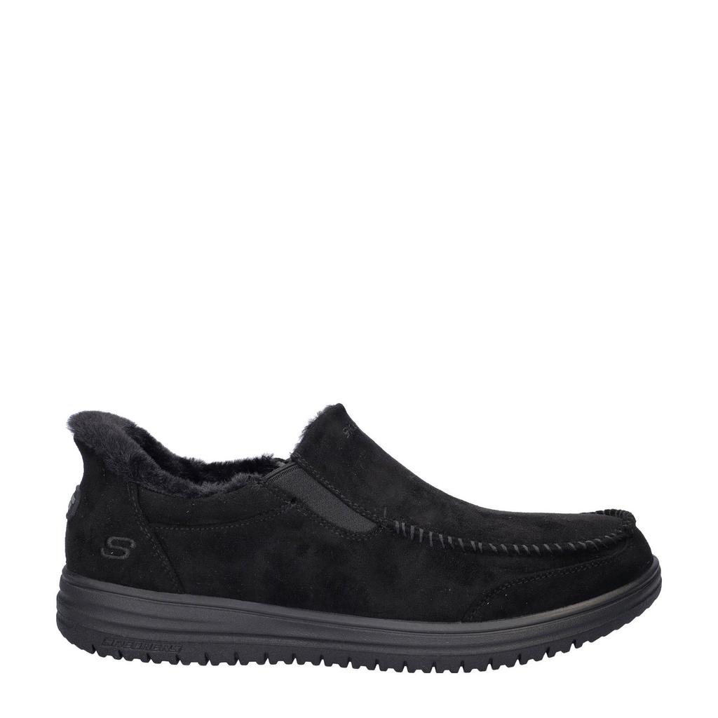 Zwarte heren Skechers pantoffels van synthetisch nubuck