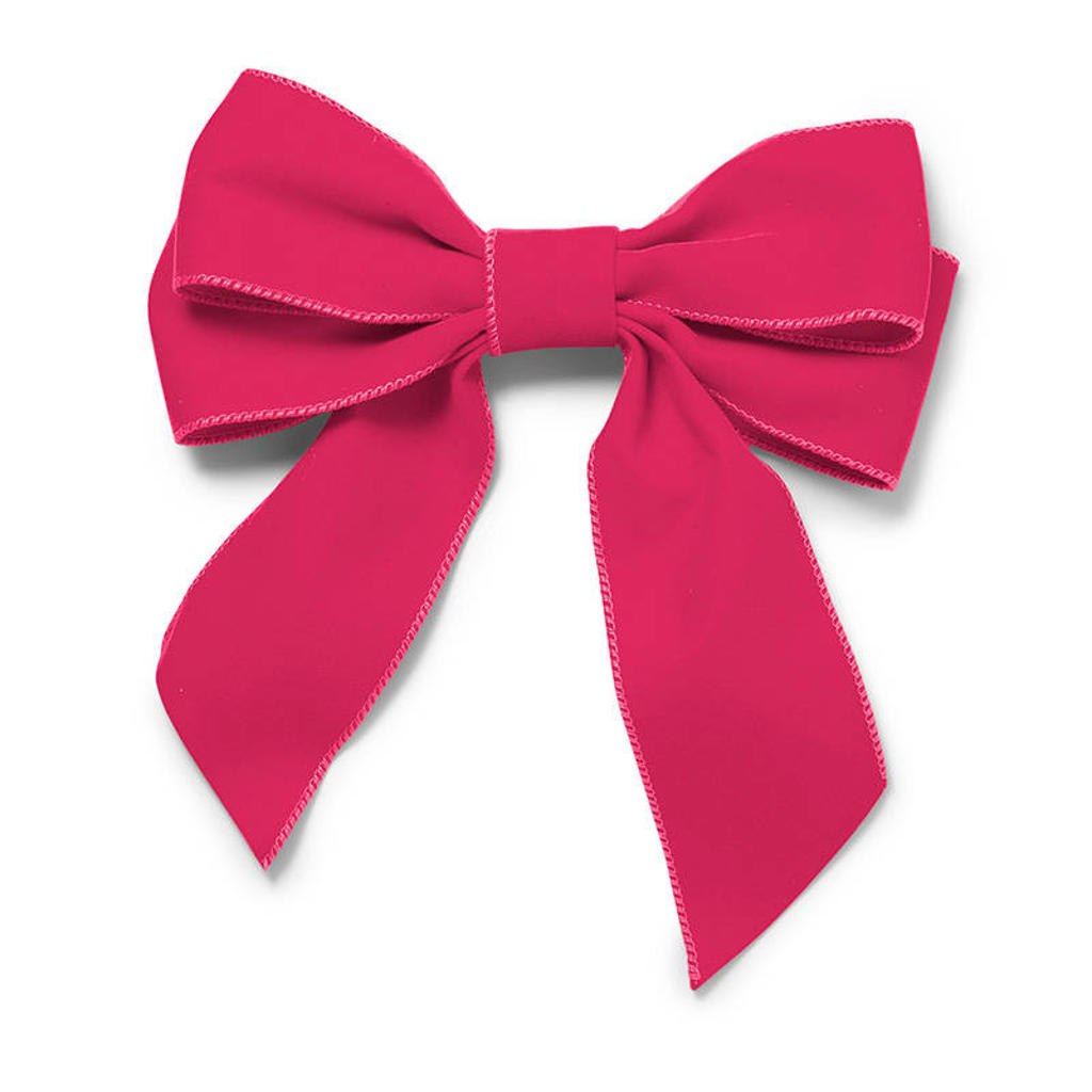 Vondels Fluwelen strik met clip - roze 20cm (set van 2)