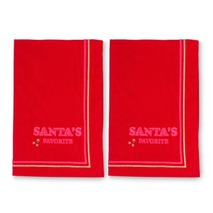 Geborduurde servetten santa's favorite rood 45cm (set van 2)
