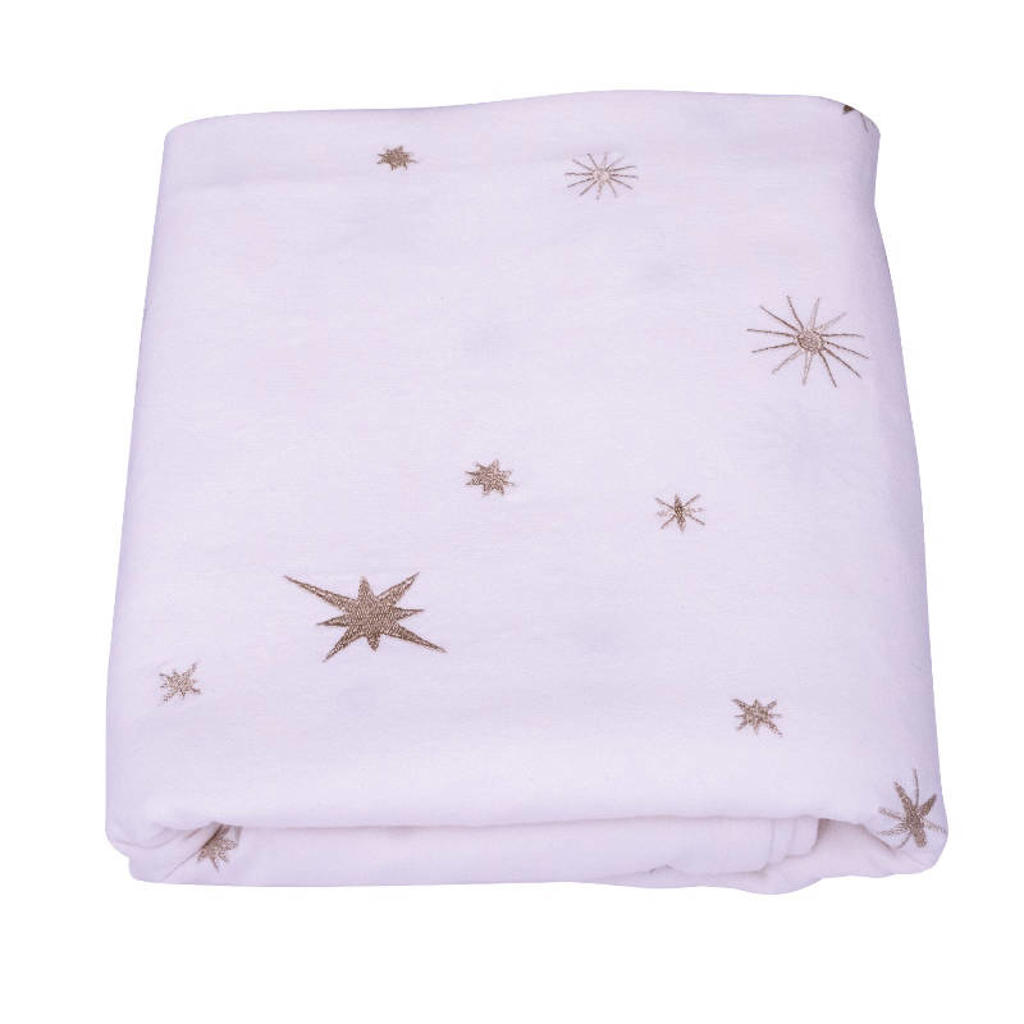 Vondels Geborduurd tafelkleed sterren overal ecru 240cm x 140cm