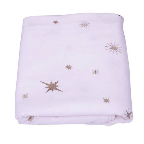 Vondels Geborduurd tafelkleed sterren overal ecru 240cm x 140cm afbeelding