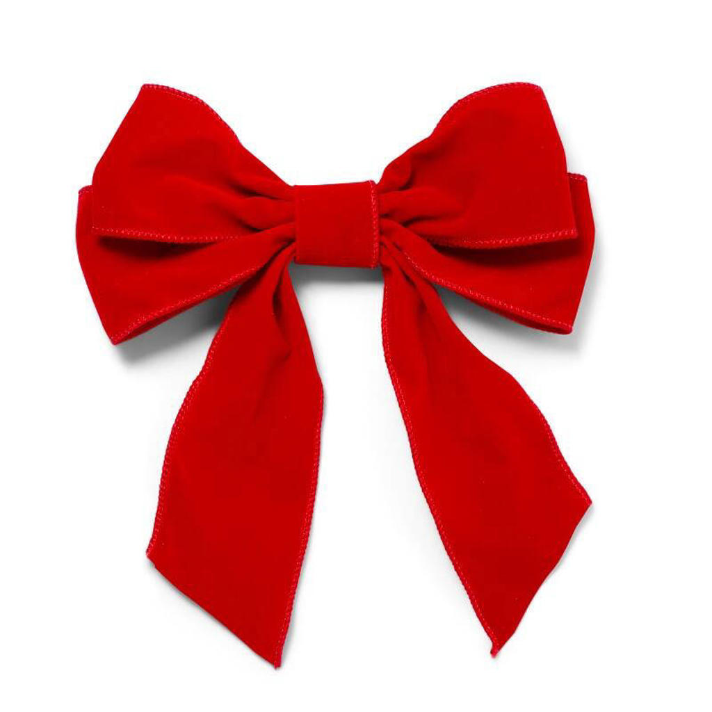 Vondels Fluwelen strik met clip - rood 20cm (set van 2)