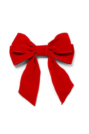 Fluwelen strik met clip - rood 20cm (set van 2)