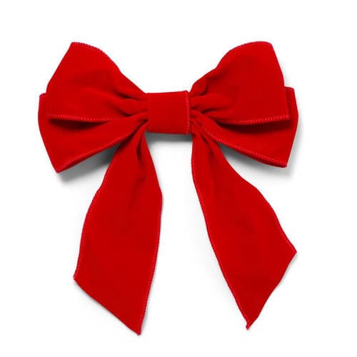 Vondels Fluwelen strik met clip set van 2 rood 20cm afbeelding