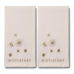 Geborduurde servetten MISTLETOE ecru 45cm (set van 2)