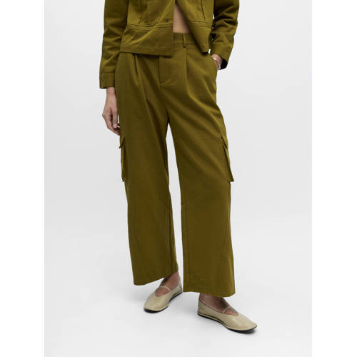 OBJECT regular waist casual broek olijfgroen afbeelding