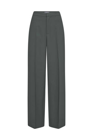 straight high waist pantalon grijsgroen