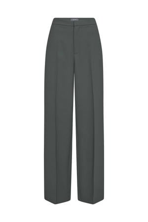 straight high waist pantalon grijsgroen