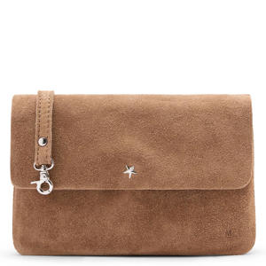 suede clutch bruin