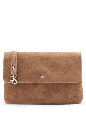 suede clutch bruin
