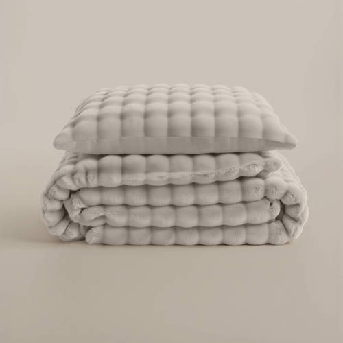 Sleeptime pompom fleece dekbedovertrek 1-persoons (140x220 cm) afbeelding