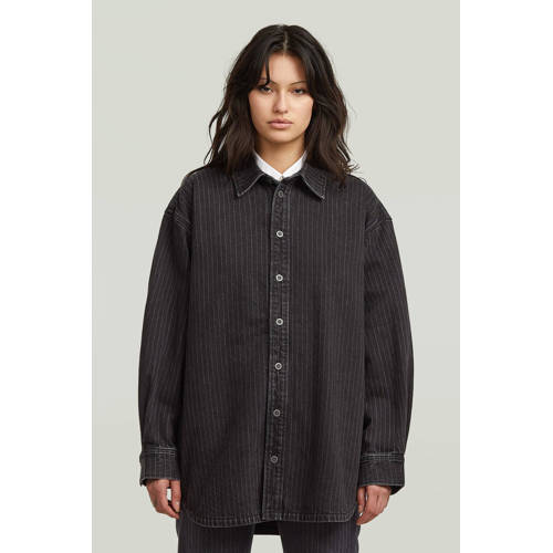 G-STAR denim blouse met krijtstreep black denim afbeelding