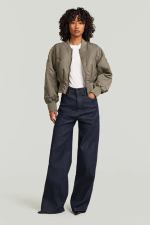 high waist loose fit jeans dark blue denim