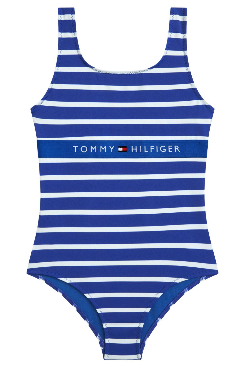 Tommy Hilfiger gestreept badpak met logo blauw/wit