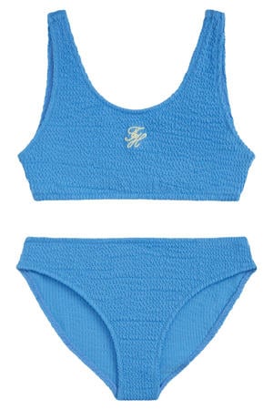 crop bikini met textuur blauw