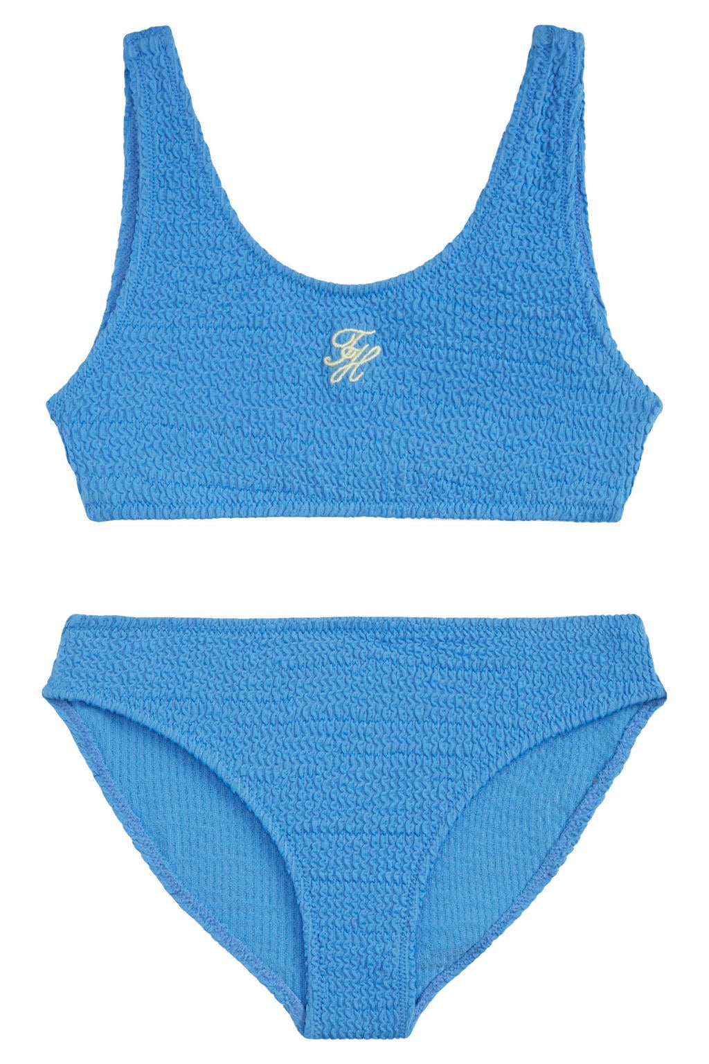Tommy Hilfiger crop bikini met textuur blauw