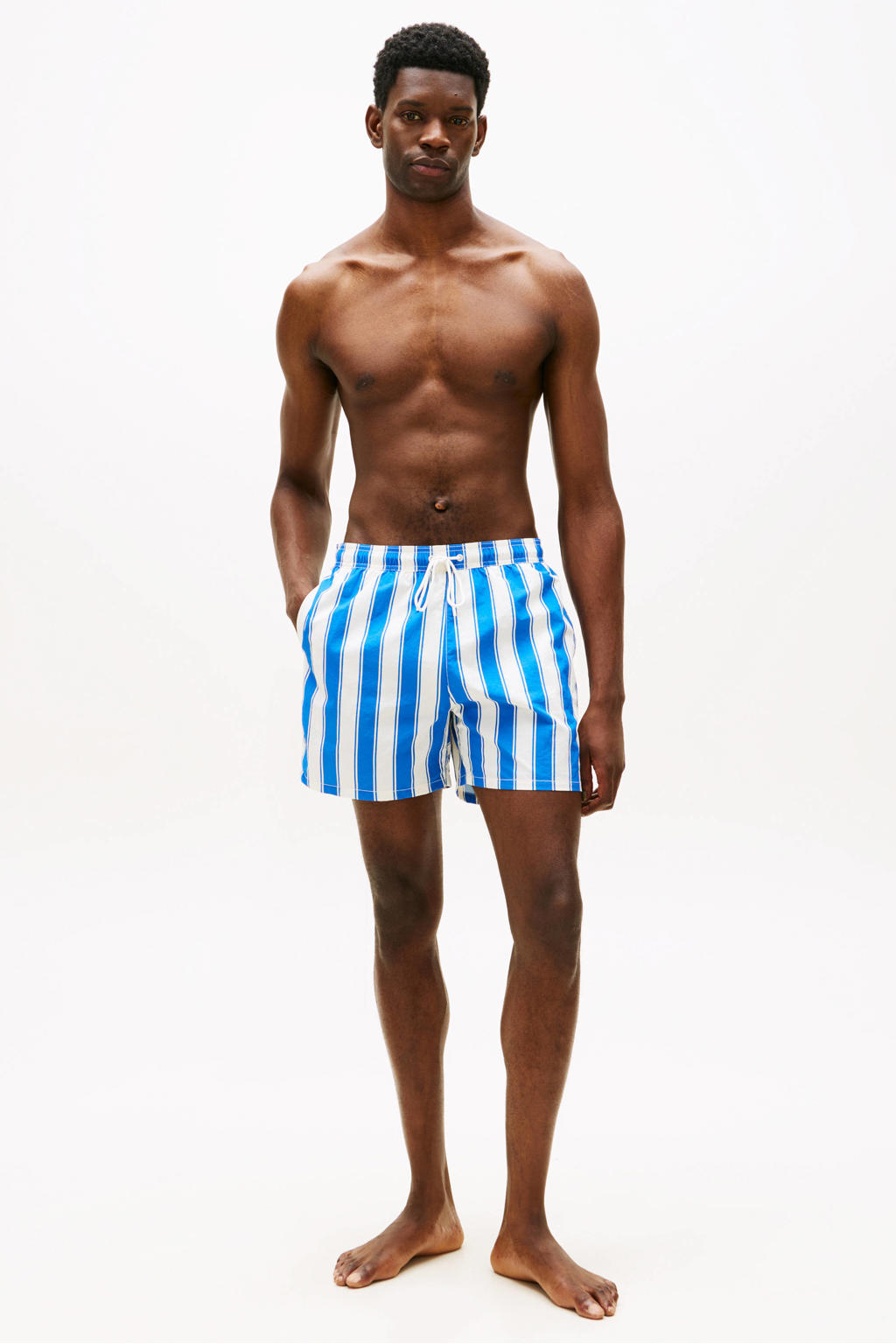 Tommy Hilfiger nylon gestreepte zwemshort blauw/wit