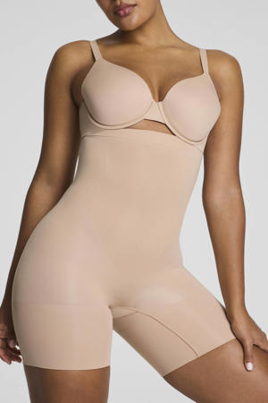 seamless sterk corrigerende short High Waist Mid Thigh lichtbeige