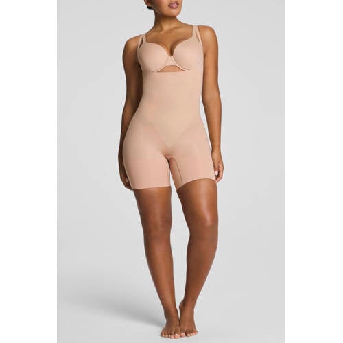 SPANXsculpt™ GoFigure seamless sterk corrigerende bodysuit Open Bust Mid Thigh lichtbeige afbeelding