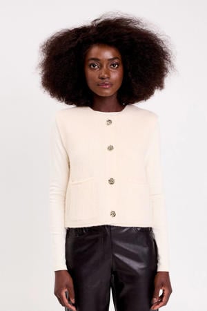 gilet ecru rib gebreid