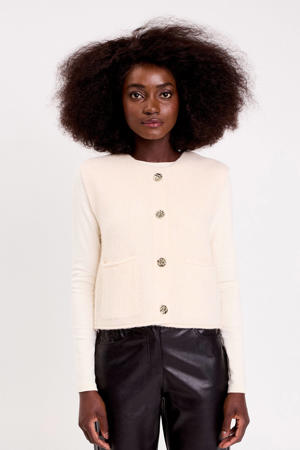 gilet ecru rib gebreid