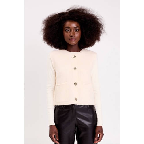 Cache Cache teddy gilet ecru rib gebreid afbeelding