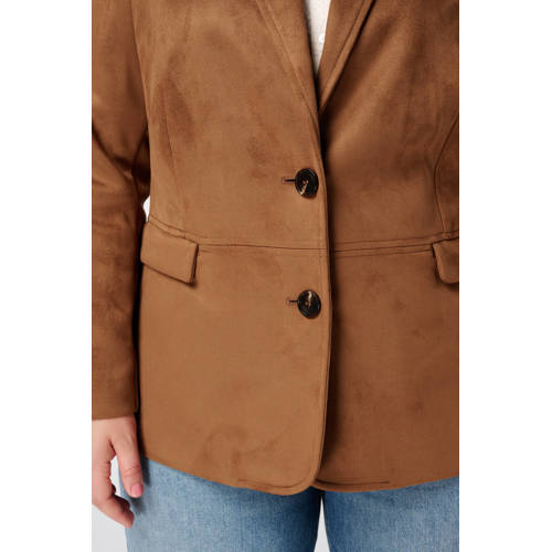MS Mode suede regular blazer cognac afbeelding