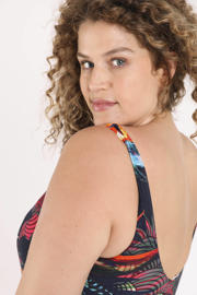thumbnail: Paprika corrigerend badpak Plus Size met voorgevormde cups donkerblauw/meerkleurig