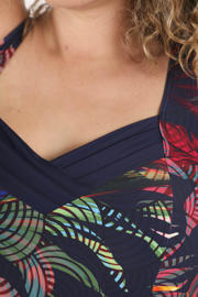 thumbnail: Paprika corrigerend badpak Plus Size met voorgevormde cups donkerblauw/meerkleurig