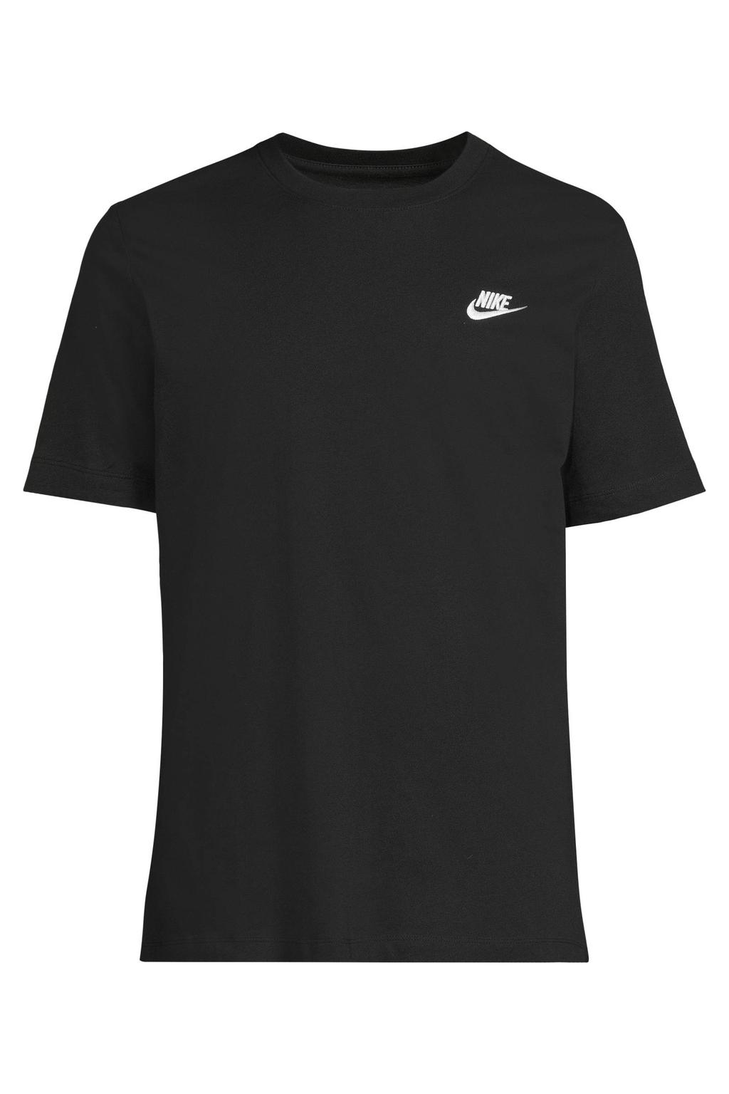 Zwarte heren Nike regular T-shirt van katoen met effen, korte mouwen en ronde hals