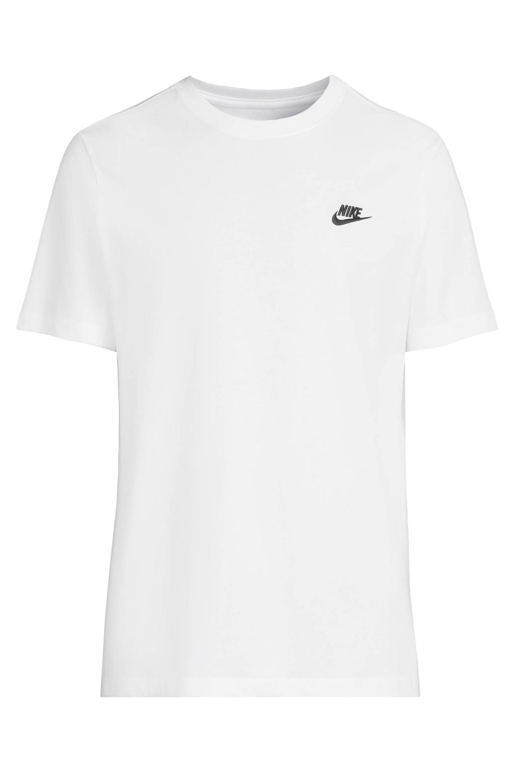 Witte heren Nike regular T-shirt van katoen met effen, korte mouwen en ronde hals