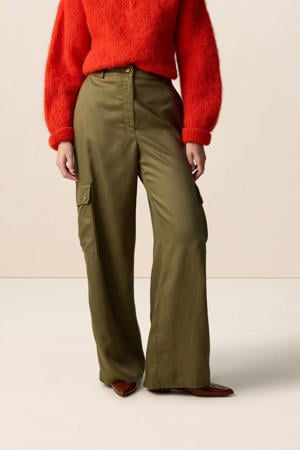 Wide leg high waist cargobroek kaki