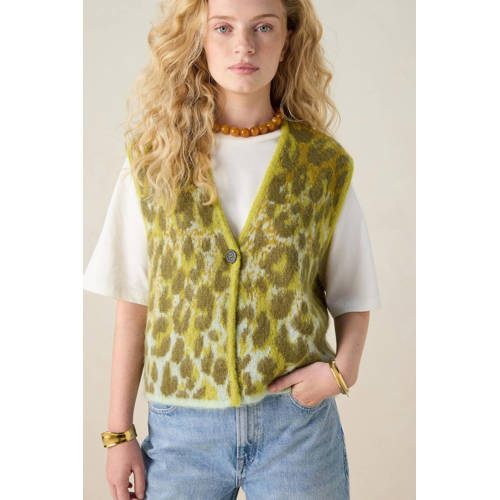 Sissy-Boy gilet met panterprint donkergroen afbeelding