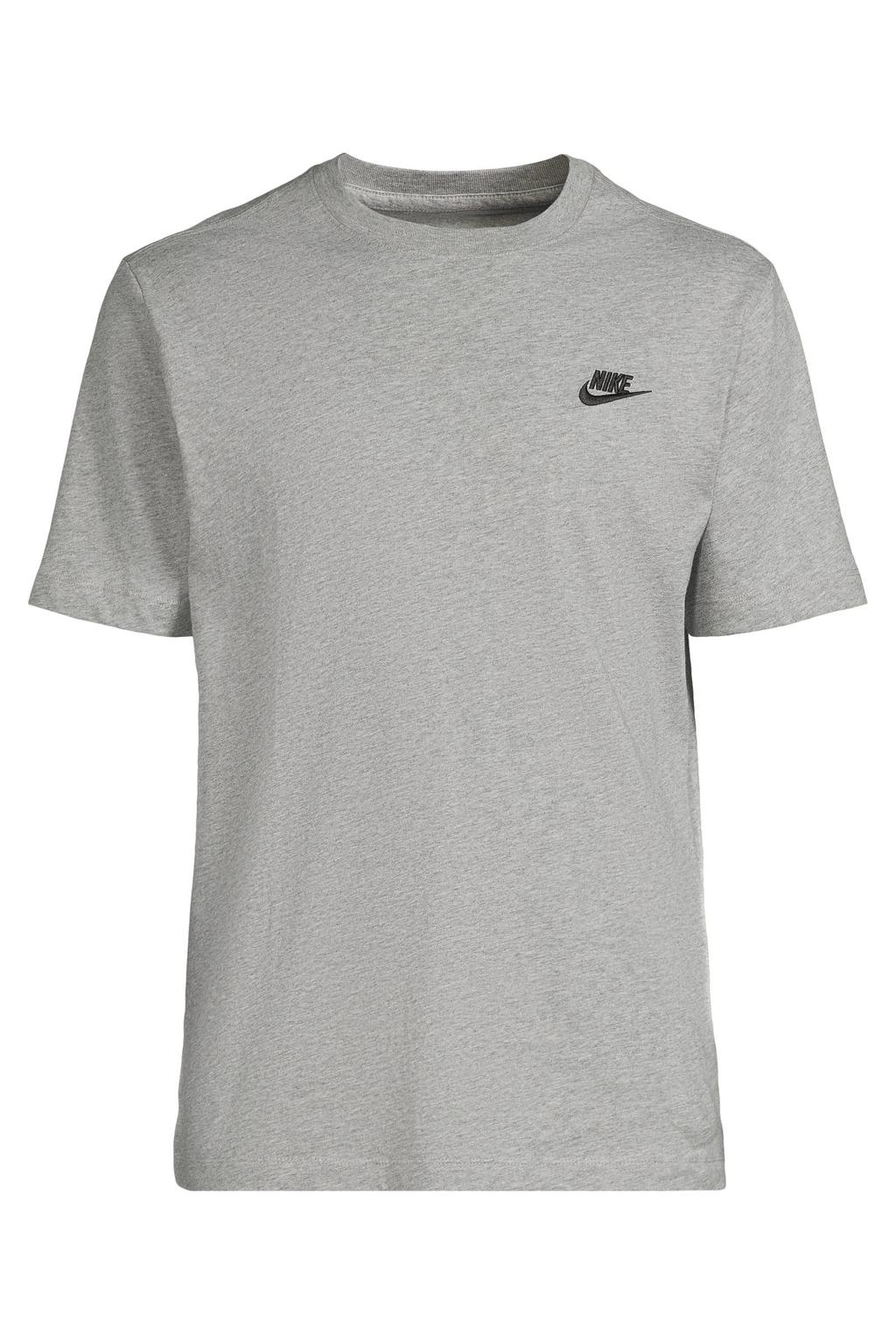 Grijze heren Nike regular T-shirt van katoen met effen, korte mouwen en ronde hals