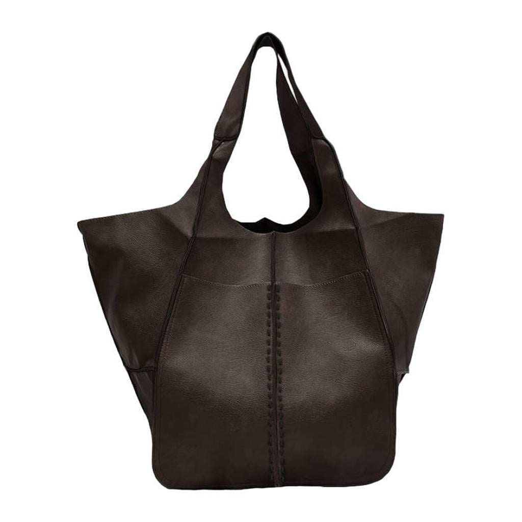 BRONX leren shopper Kya-na donkerbruin