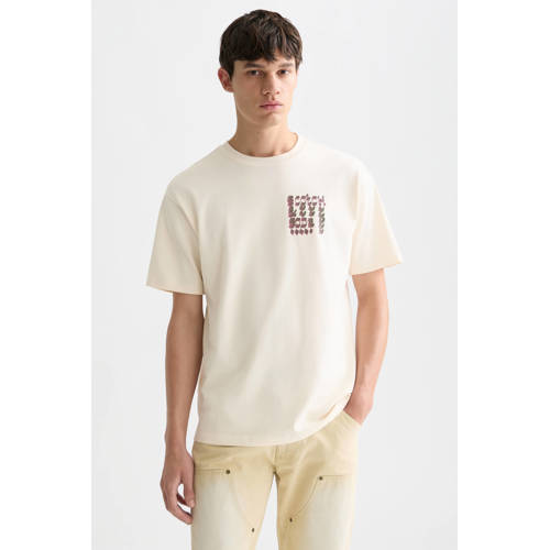 Scotch & Soda relaxed T-shirt met backprint ecru afbeelding