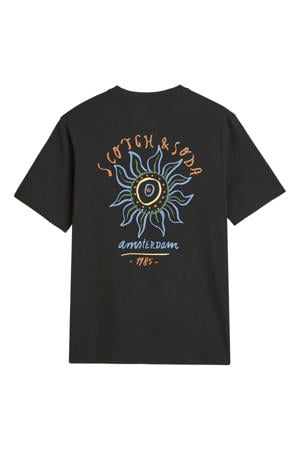 regular T-shirt met backprint zwart