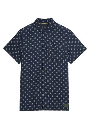 casual overhemd met linnen donkerblauw