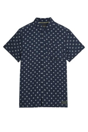 casual overhemd met linnen donkerblauw