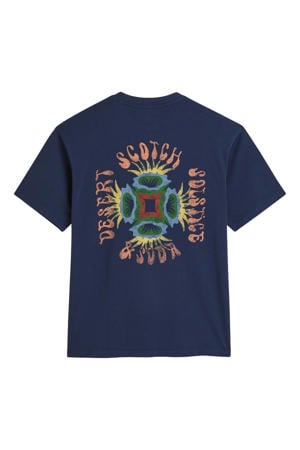 regular T-shirt met backprint donkerblauw