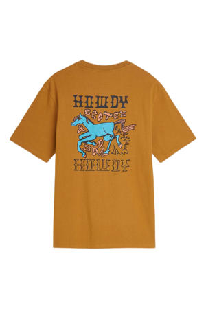 regular T-shirt met backprint oker