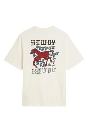regular T-shirt met backprint ecru