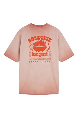 regular T-shirt met backprint roze