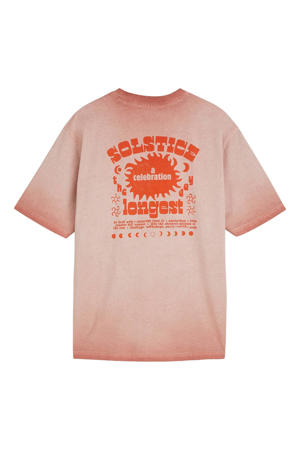 regular T-shirt met backprint roze